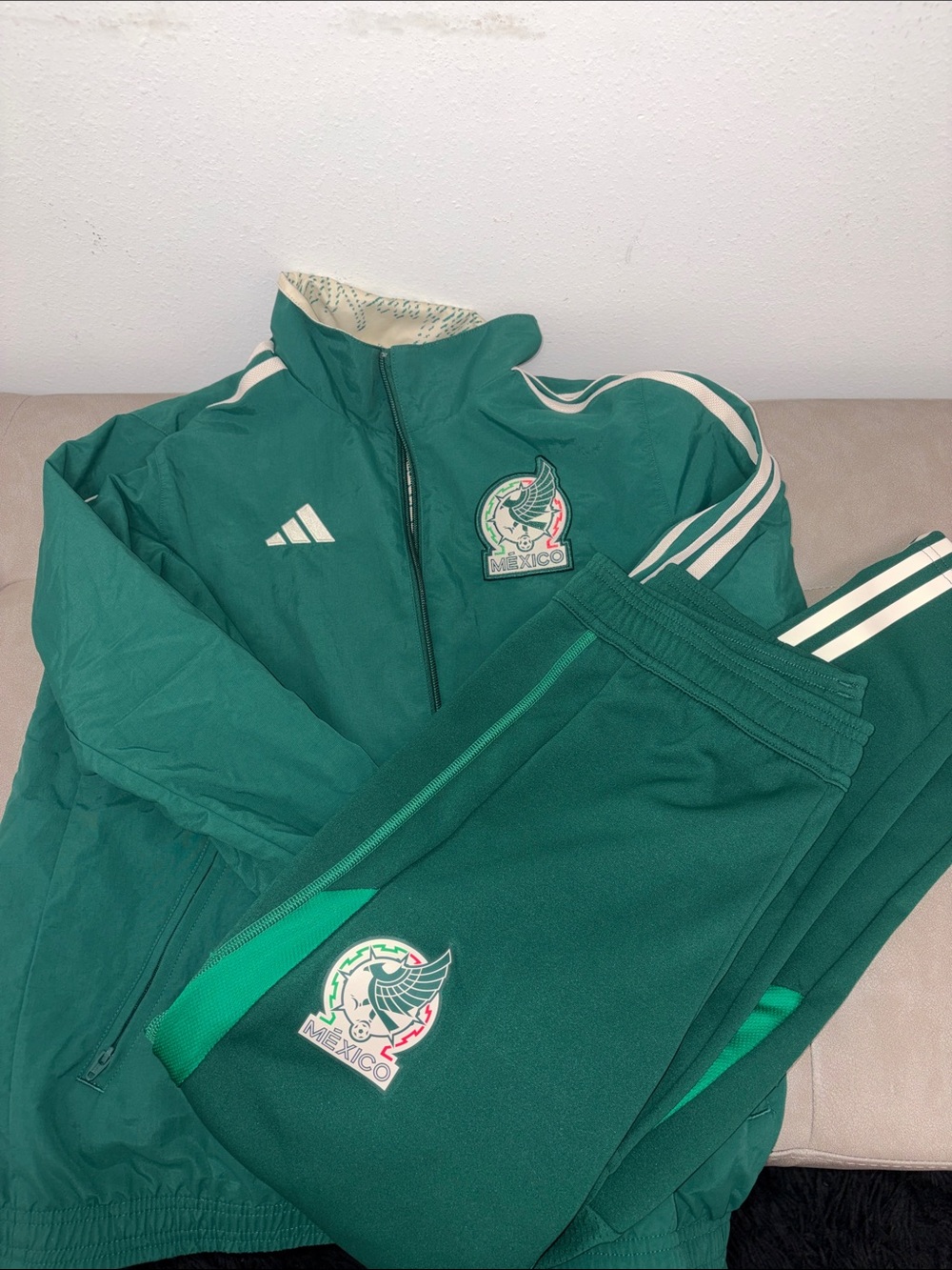 adidas Kids Green Mexico Soccer Windbreaker Jacket